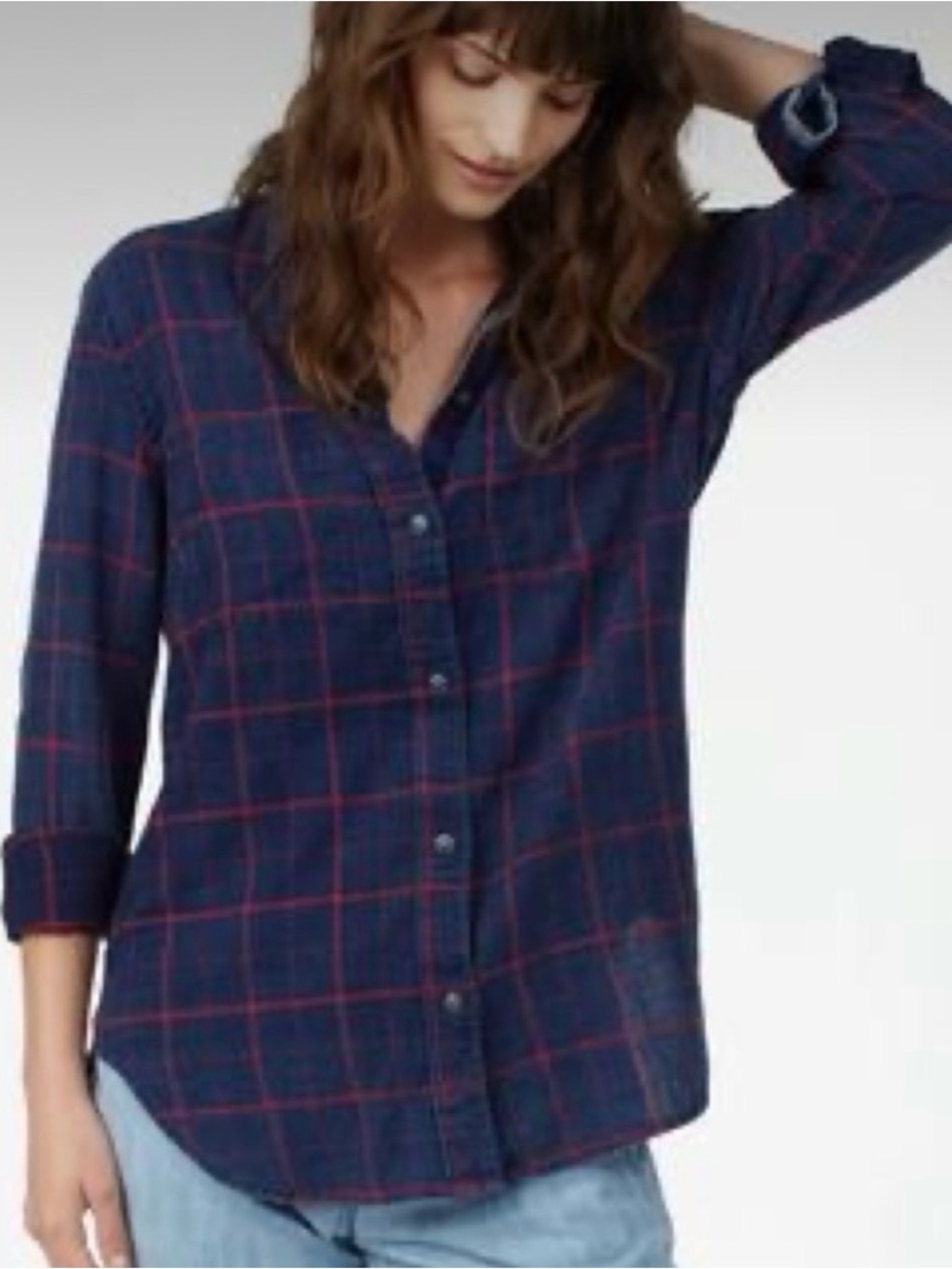 Faherty Indigo Dyed Windowpane Button-Down Shirt